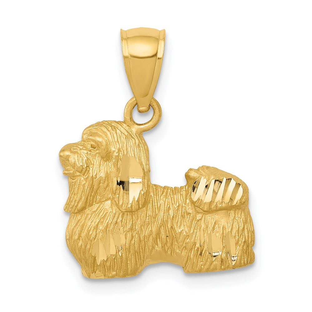 14k Yellow Gold 16 mm Diamond-cut Shih Tzu Pendant (1.55 grams)