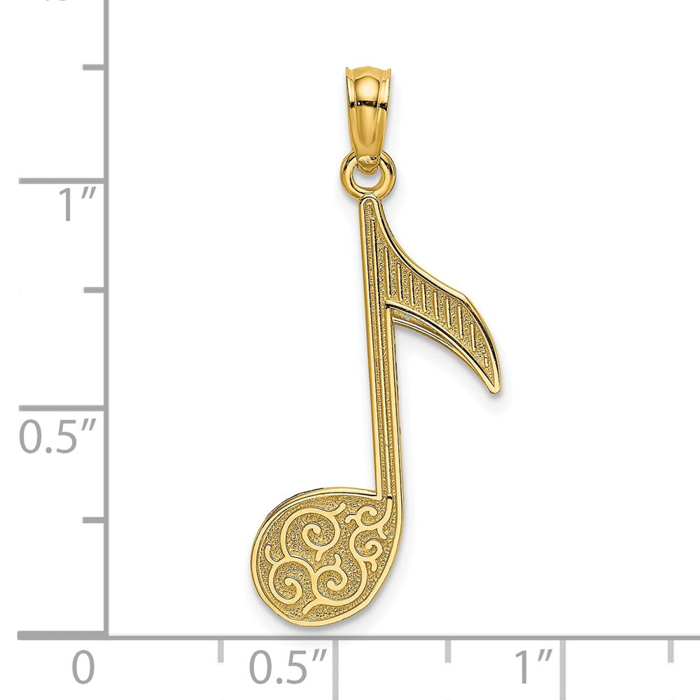 14k Yellow Gold 13 mm Music Note Charm (0.78 grams)