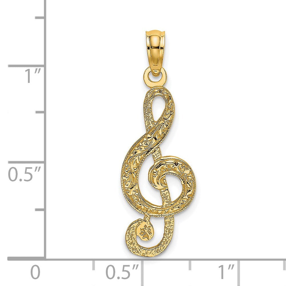 14k Yellow Gold 10.6 mm Treble Clef Charm (0.73 grams)