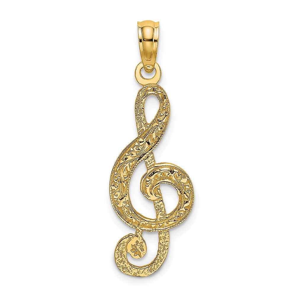 14k Yellow Gold 10.6 mm Treble Clef Charm (0.73 grams)