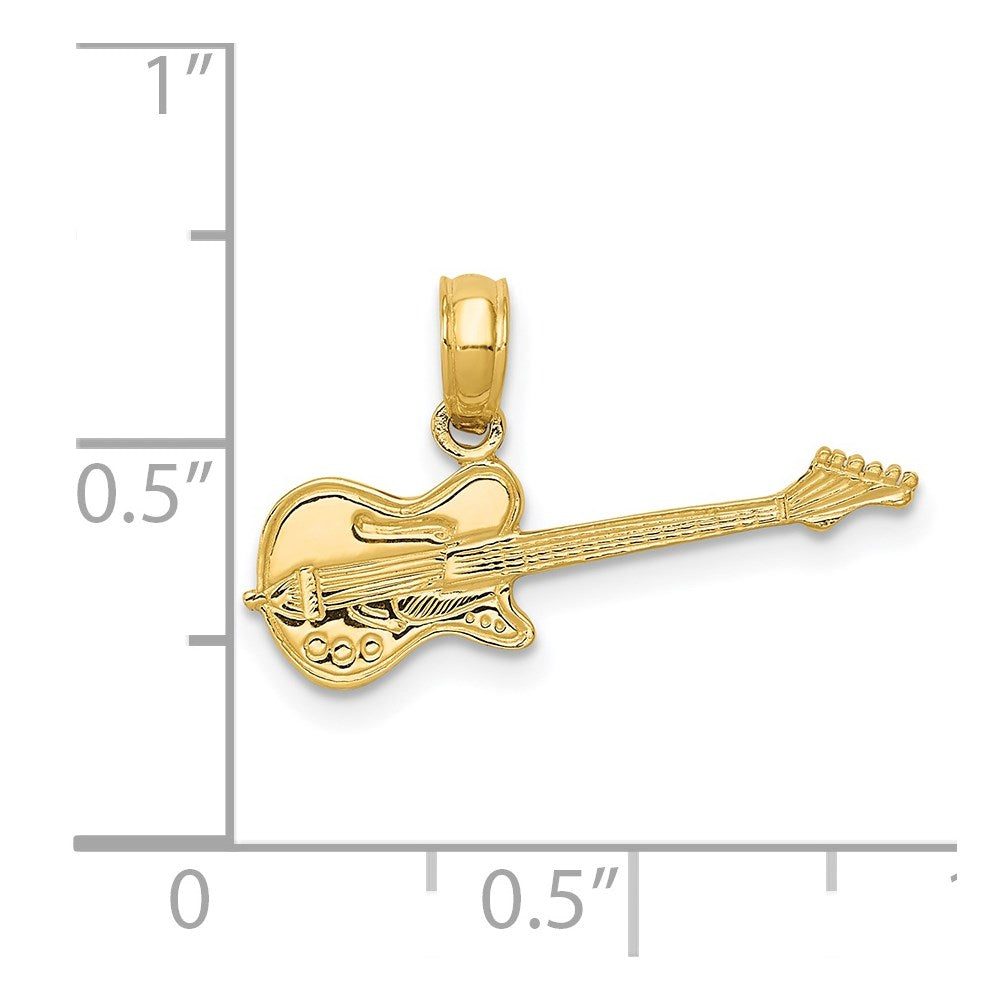 14k Yellow Gold 20 mm Electric Guitar Pendant (0.65 grams)