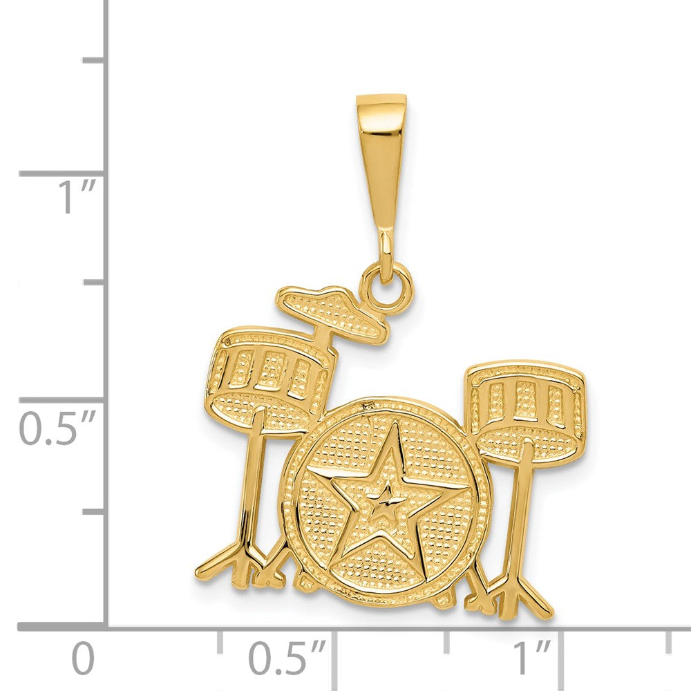 14k Yellow Gold 20 mm Drum Set Charm (2.11 grams)