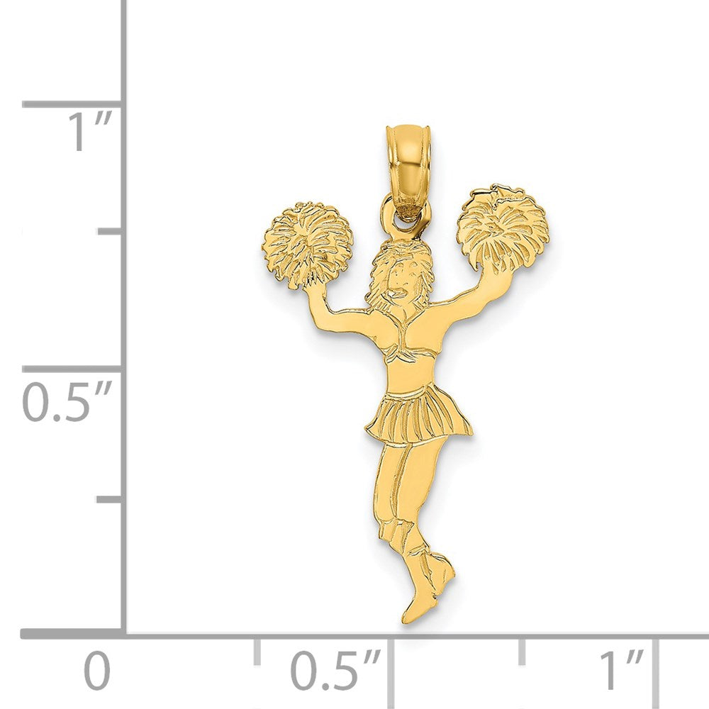 14k Yellow Gold 14.3 mm Cheerleader with Pom-Poms Charm (0.83 grams)