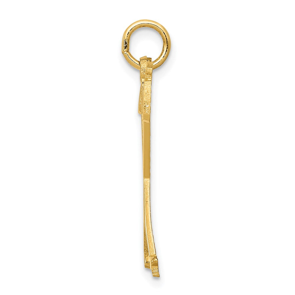 14k Yellow Gold 14 mm Ski Poles Charm (0.64 grams)