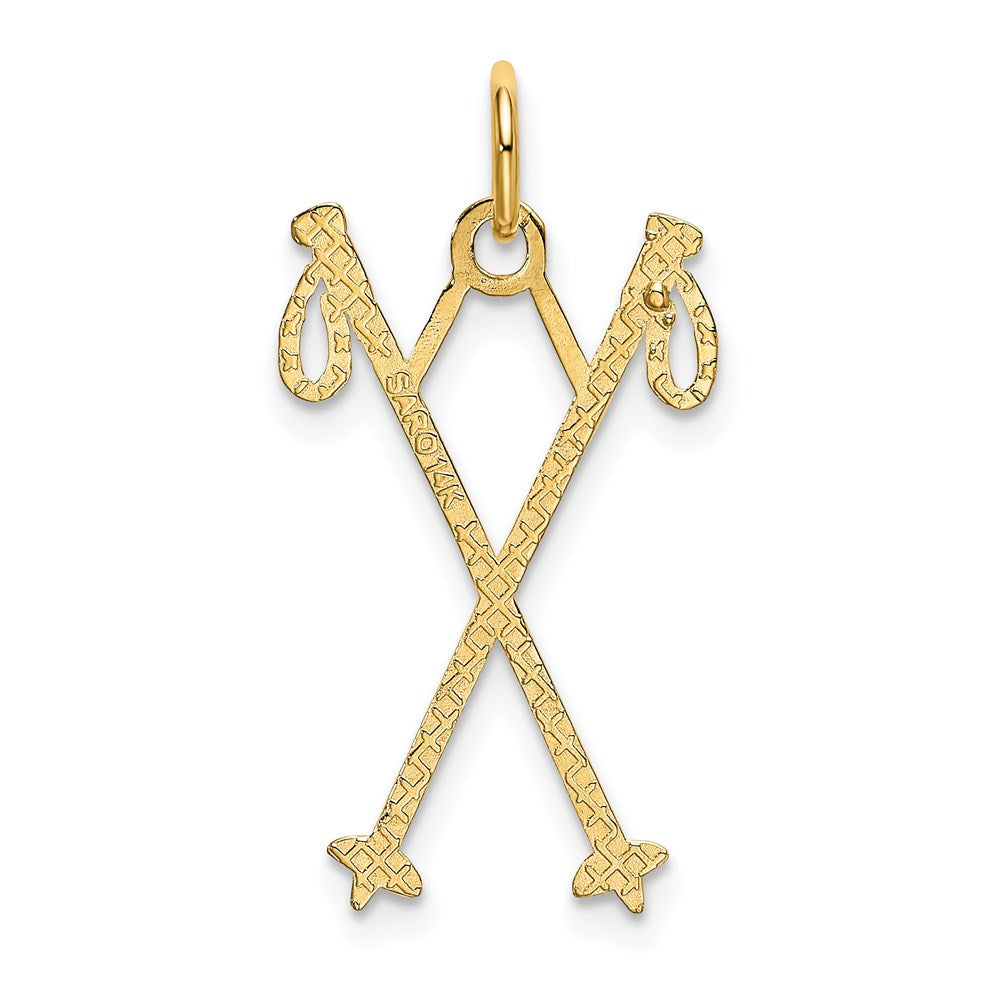 14k Yellow Gold 14 mm Ski Poles Charm (0.64 grams)