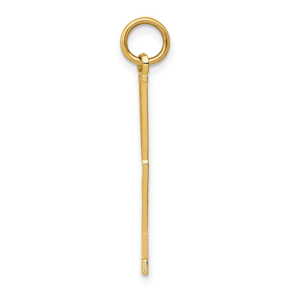 14k Yellow Gold 8 mm Goalie Stick Charm (0.42 grams)