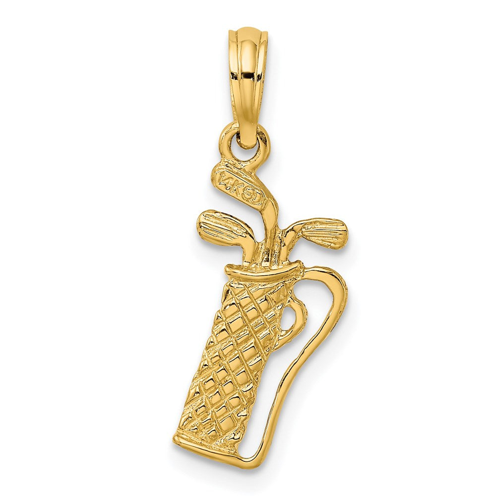 14k Yellow Gold 9.5 mm Golf Bag w/ Clubs Charm (1.48 grams)