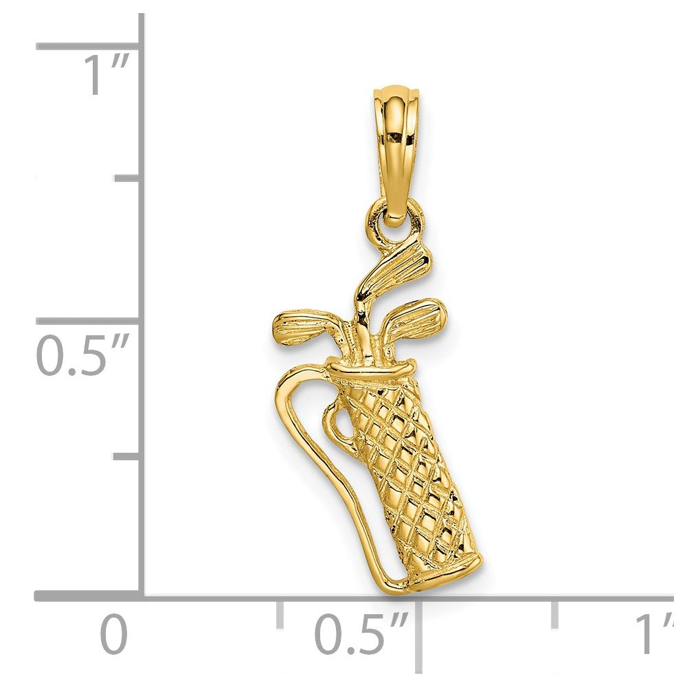 14k Yellow Gold 9.5 mm Golf Bag w/ Clubs Charm (1.48 grams)