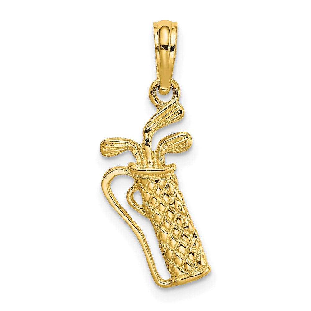 14k Yellow Gold 9.5 mm Golf Bag w/ Clubs Charm (1.48 grams)