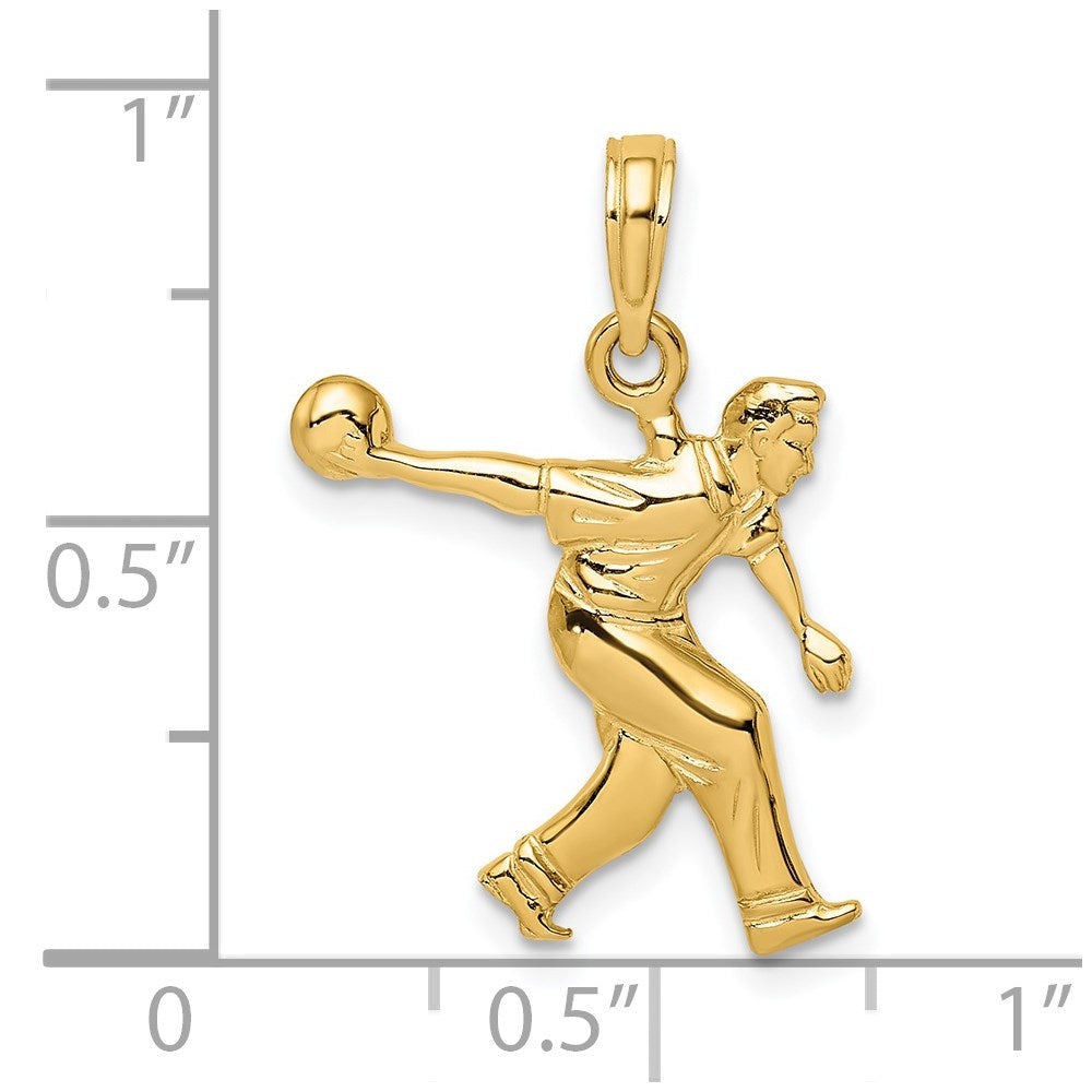 14k Yellow Gold 22.35 mm Male Bowling Charm (1.27 grams)