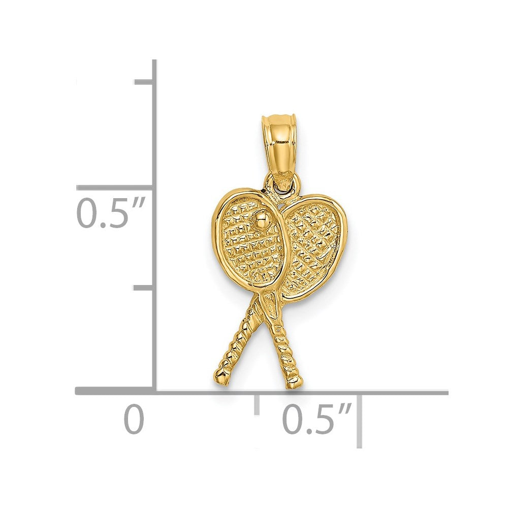 14k Yellow Gold 9 mm Tennis Racquets Charm (0.87 grams)