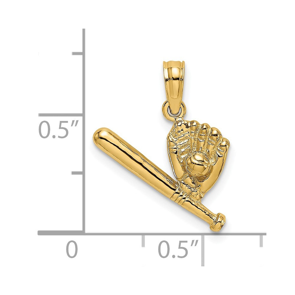 14K Baseball/Bat/Glove Charm (1.46 grams)