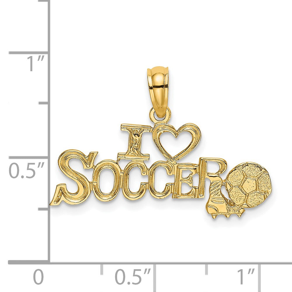 14k Yellow Gold 23 mm I HEART SOCCER w/Ball Charm (0.81 grams)