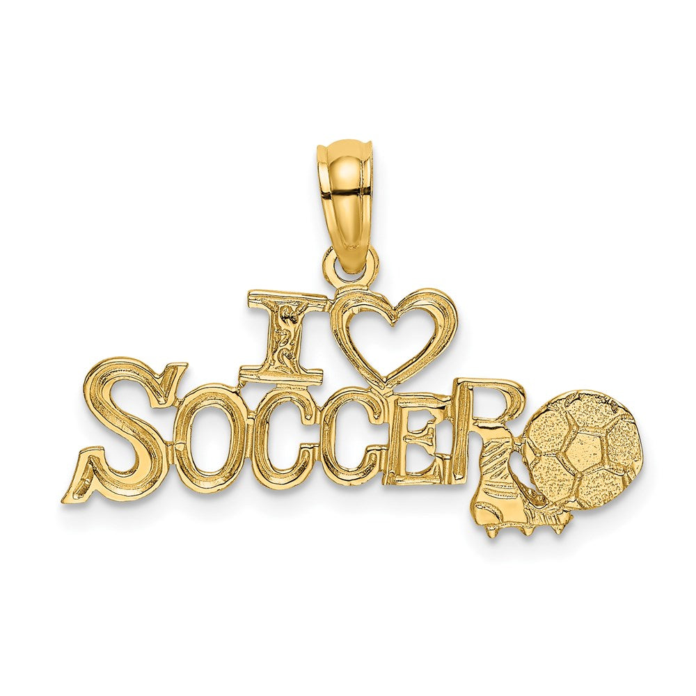 14k Yellow Gold 23 mm I HEART SOCCER w/Ball Charm (0.81 grams)