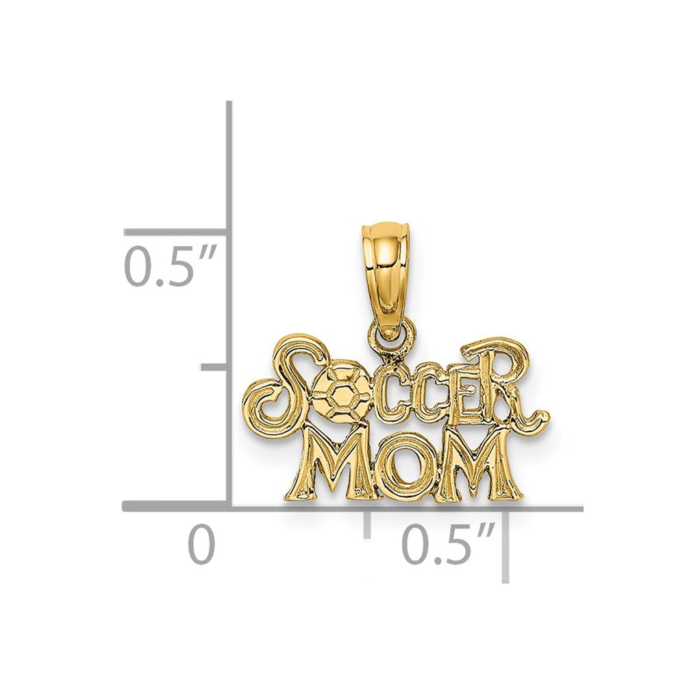 14k Yellow Gold 14.9 mm SOCCER MOM Charm (0.53 grams)