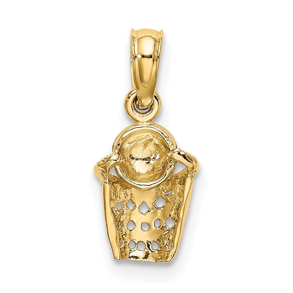 14k Yellow Gold 6.9 mm Basketball w/Net Charm (0.69 grams)