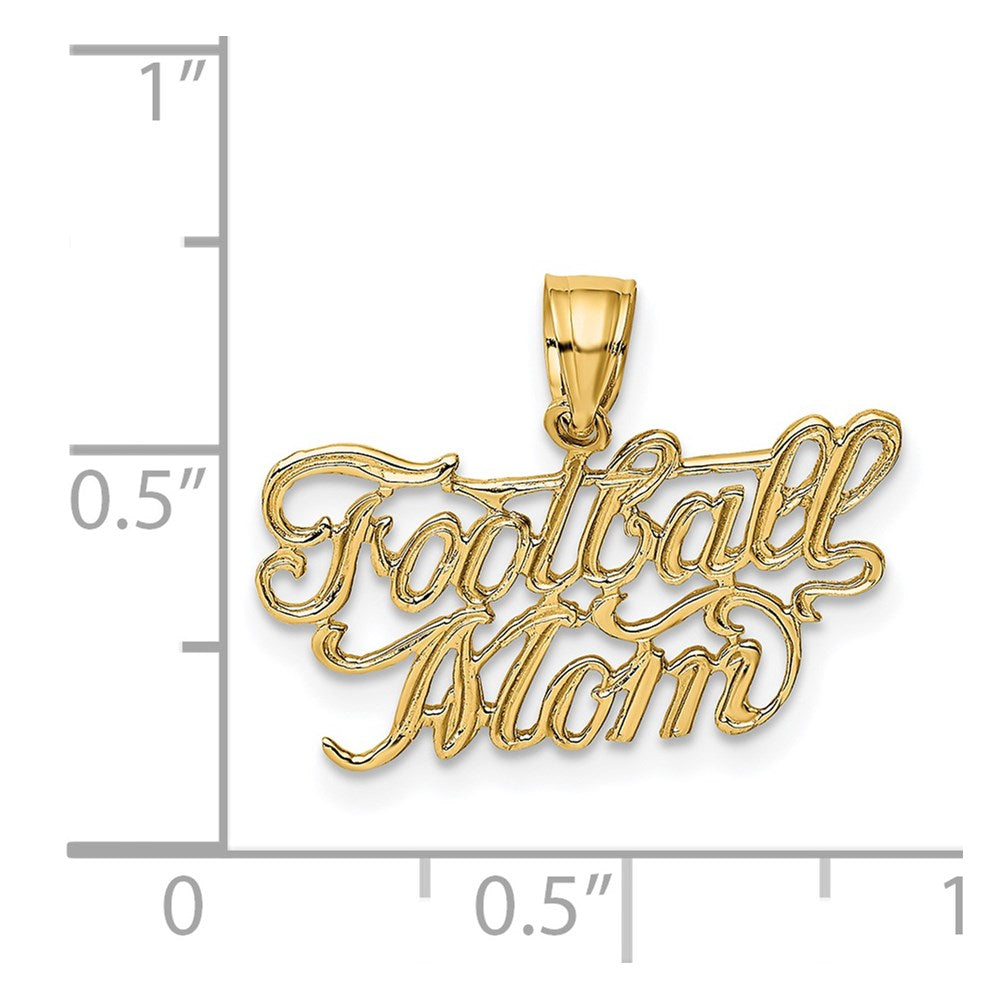 14k Yellow Gold 21.7 mm FOOTBALL MOM Charm (0.91 grams)