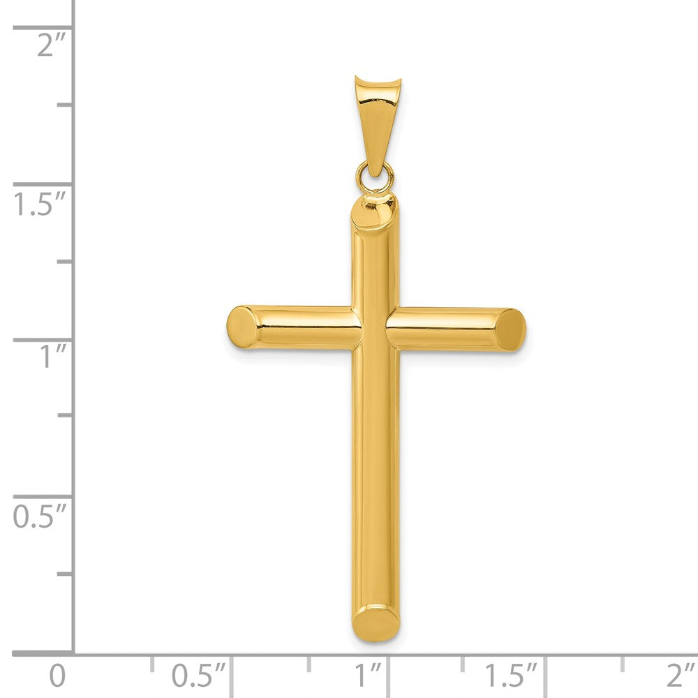 14k Yellow Gold 24 mm 3-D Polished Hollow Cross Pendant (1.63 grams)