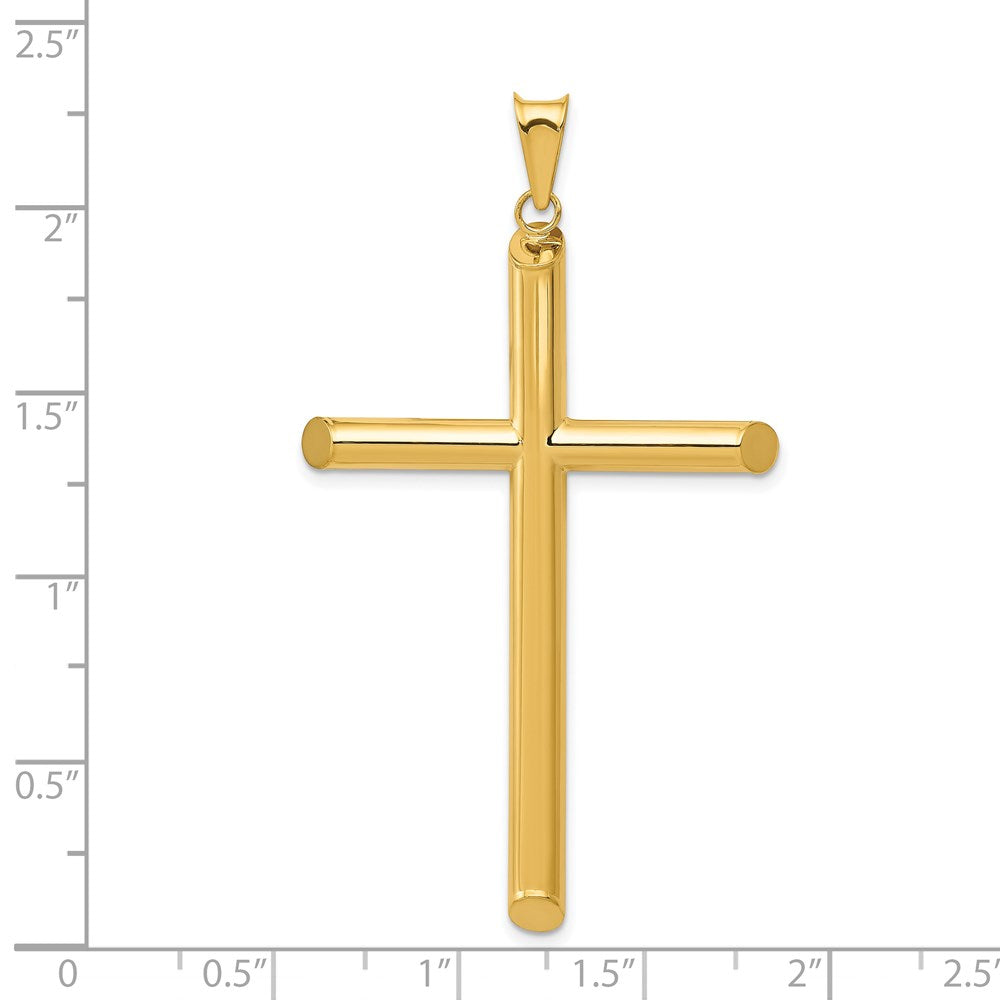 14k Yellow Gold 32 mm 3-D Polished Hollow Cross Pendant (2.26 grams)