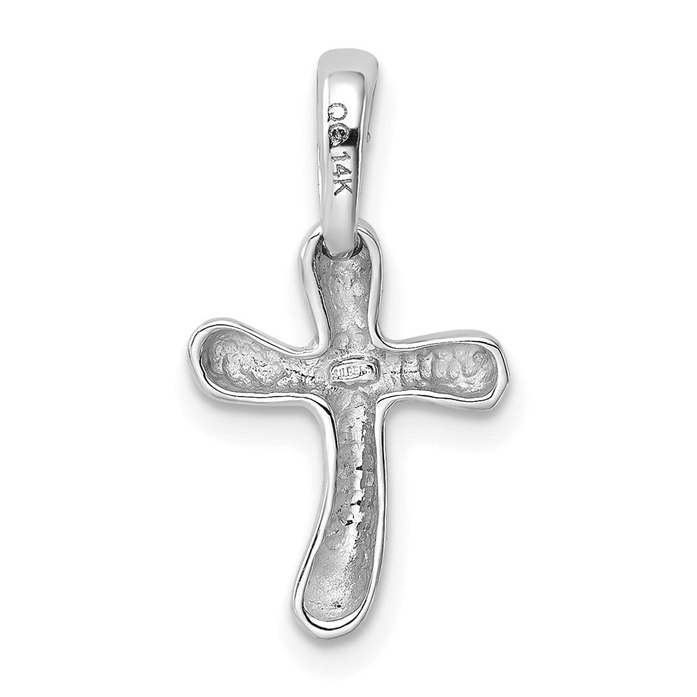 14k White Gold 15 mm Small Freeform Cross Pendant (1.11 grams)