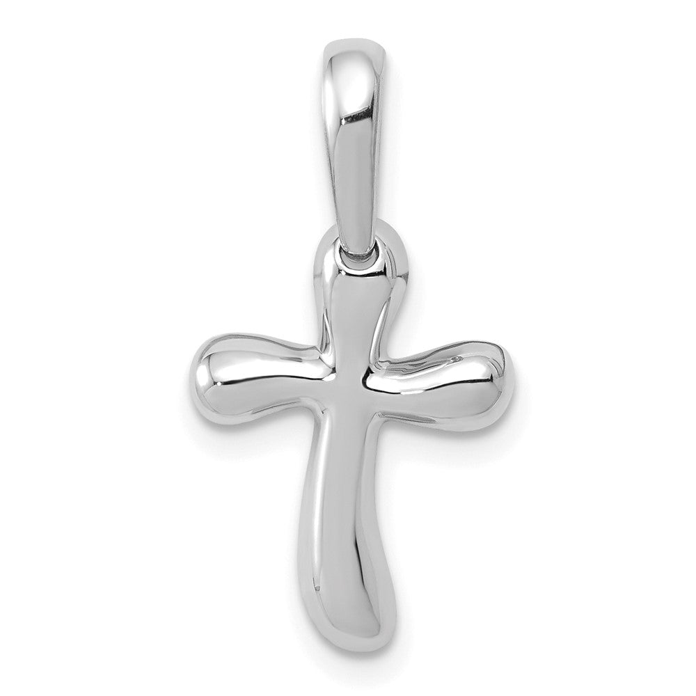 14k White Gold 15 mm Small Freeform Cross Pendant (1.11 grams)