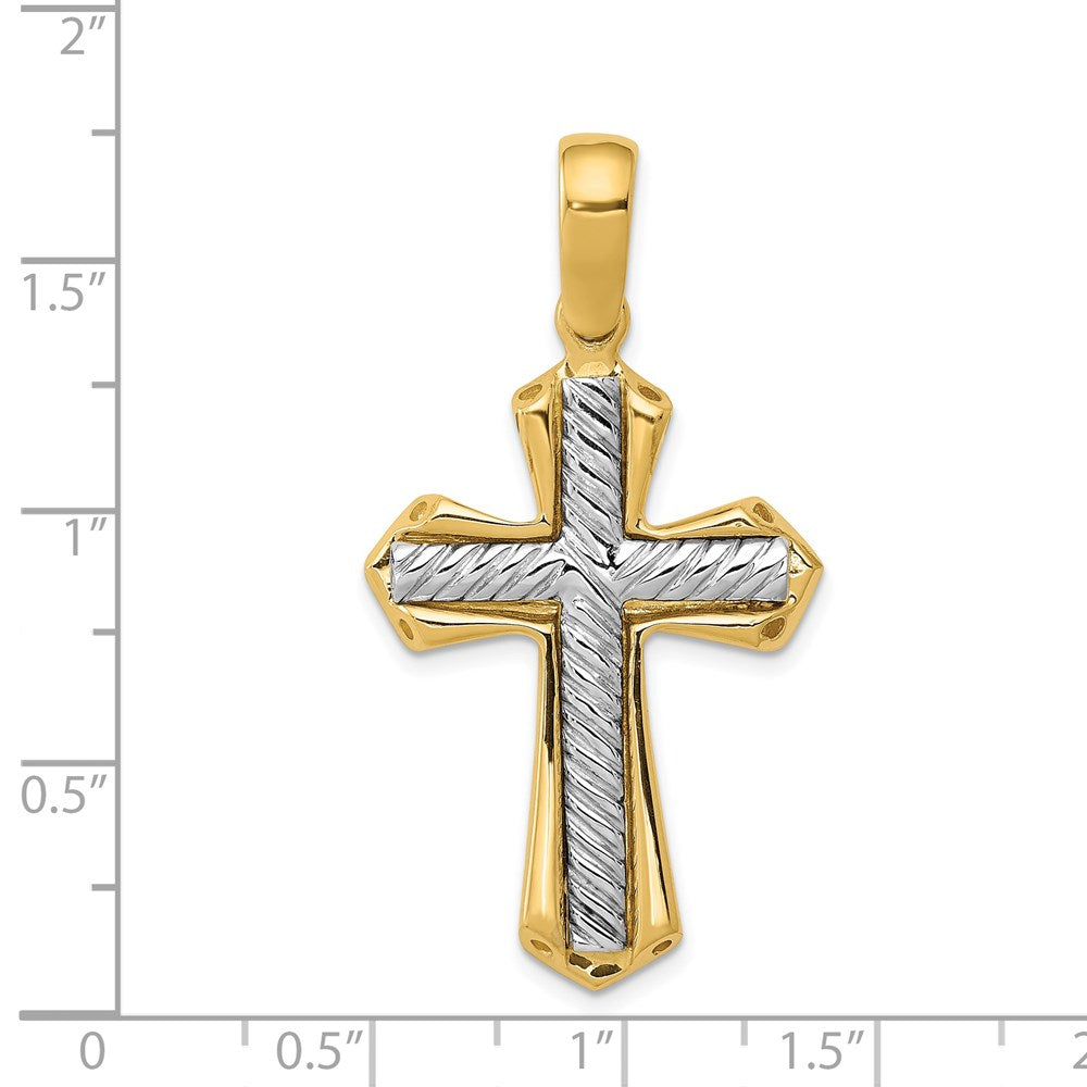 14k Two-tone 21 mm Solid Cross Pendant (5.82 grams)