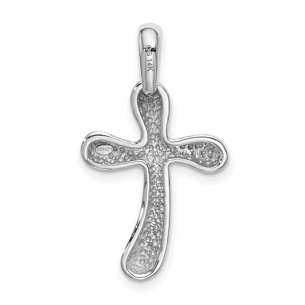 14k White Gold 15 mm Freeform Cross Pendant (1.71 grams)