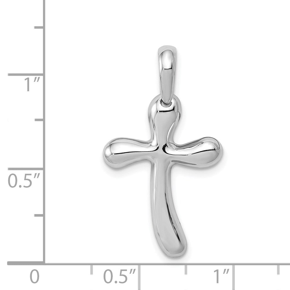 14k White Gold 15 mm Freeform Cross Pendant (1.71 grams)