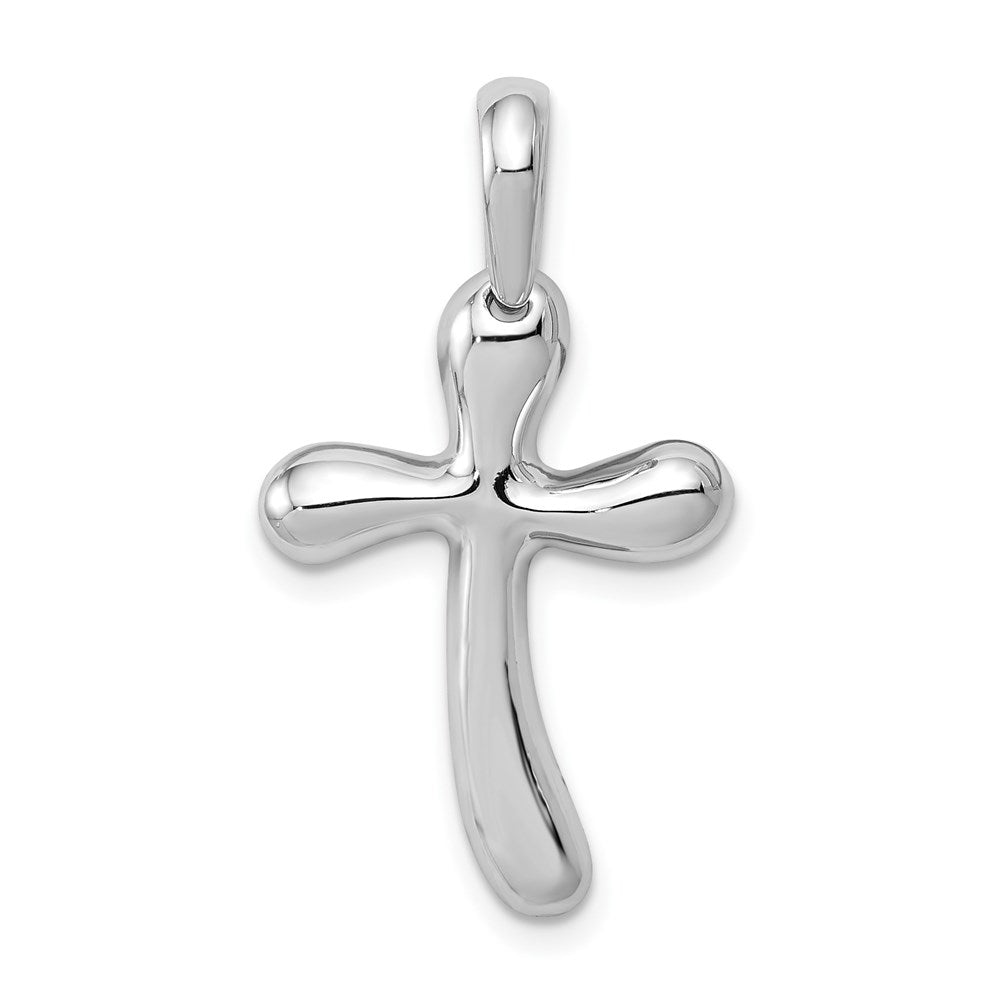 14k White Gold 15 mm Freeform Cross Pendant (1.71 grams)