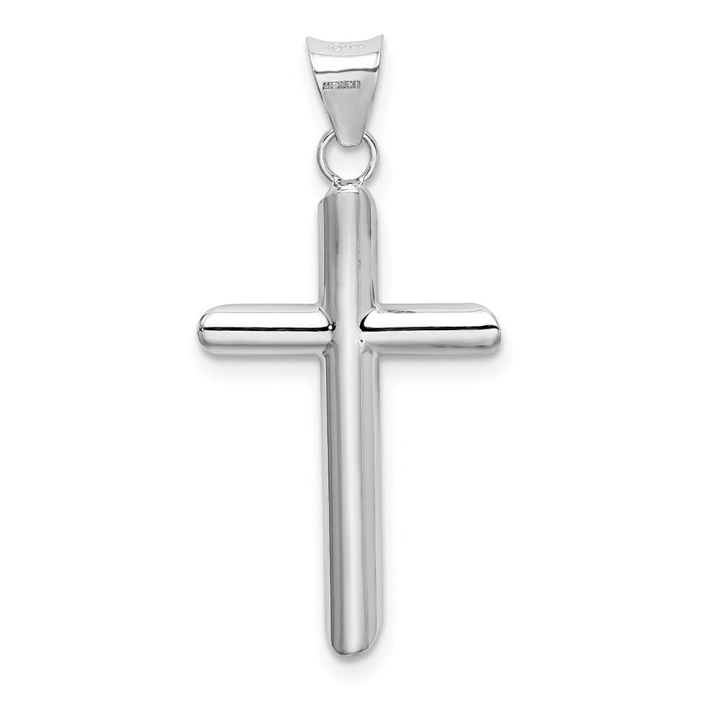 14k White Gold 16 mm Polished Hollow Cross Pendant (1.08 grams)