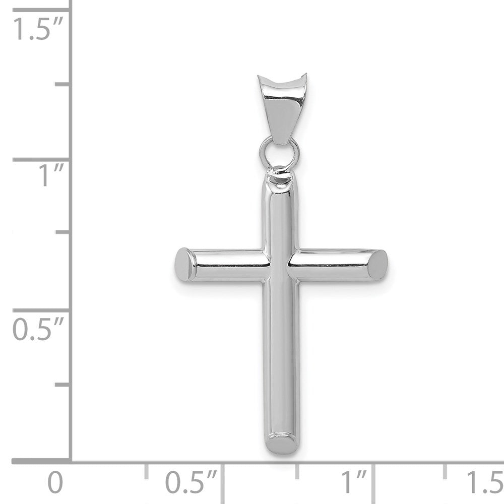 14k White Gold 16 mm Polished Hollow Cross Pendant (1.08 grams)