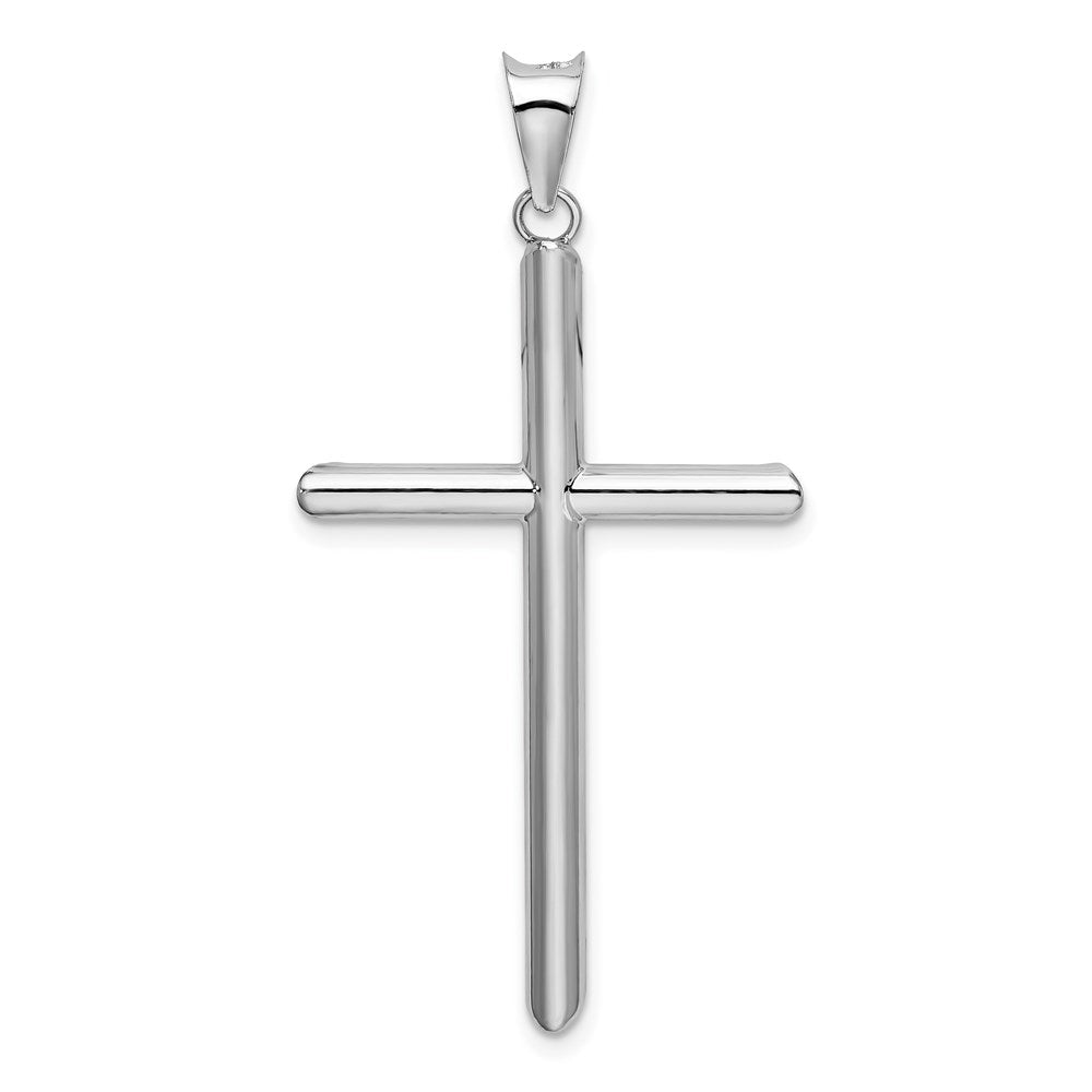 14k White Gold 25 mm Polished Hollow Cross Pendant (1.7 grams)