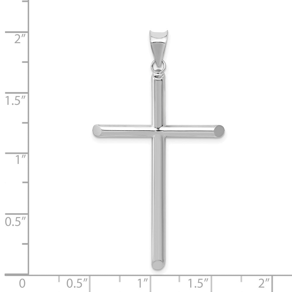 14k White Gold 25 mm Polished Hollow Cross Pendant (1.7 grams)