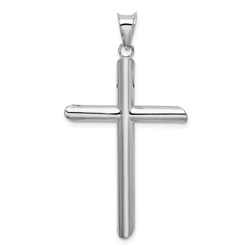 14k White Gold 25 mm Polished Hollow Cross Pendant (1.68 grams)