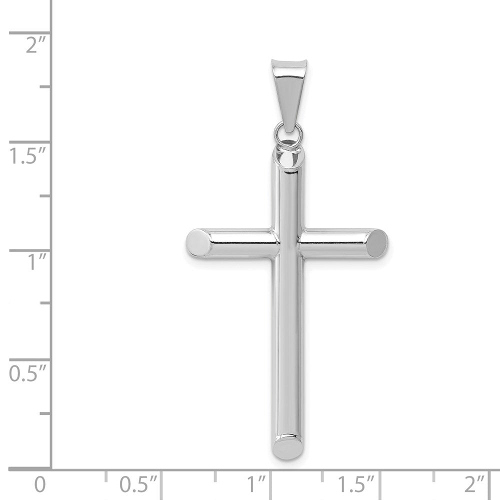 14k White Gold 25 mm Polished Hollow Cross Pendant (1.68 grams)