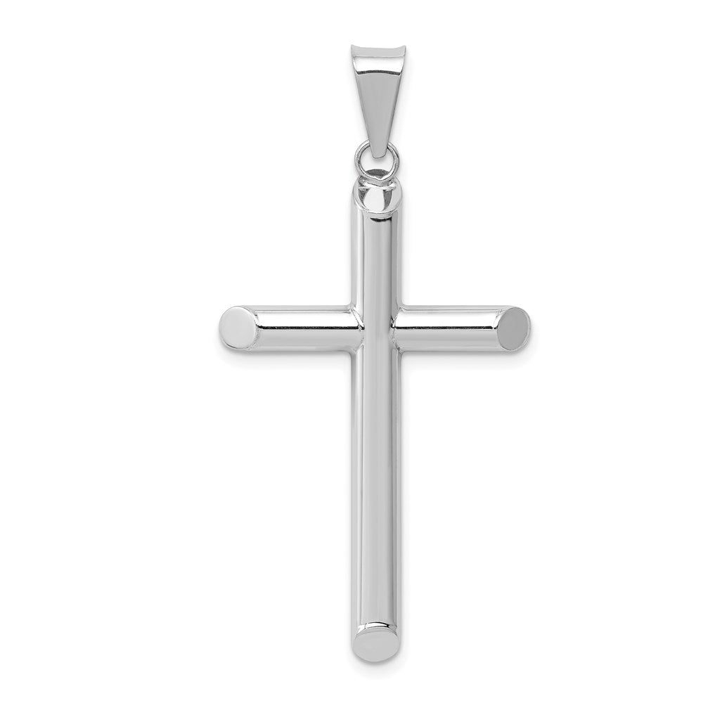 14k White Gold 25 mm Polished Hollow Cross Pendant (1.68 grams)