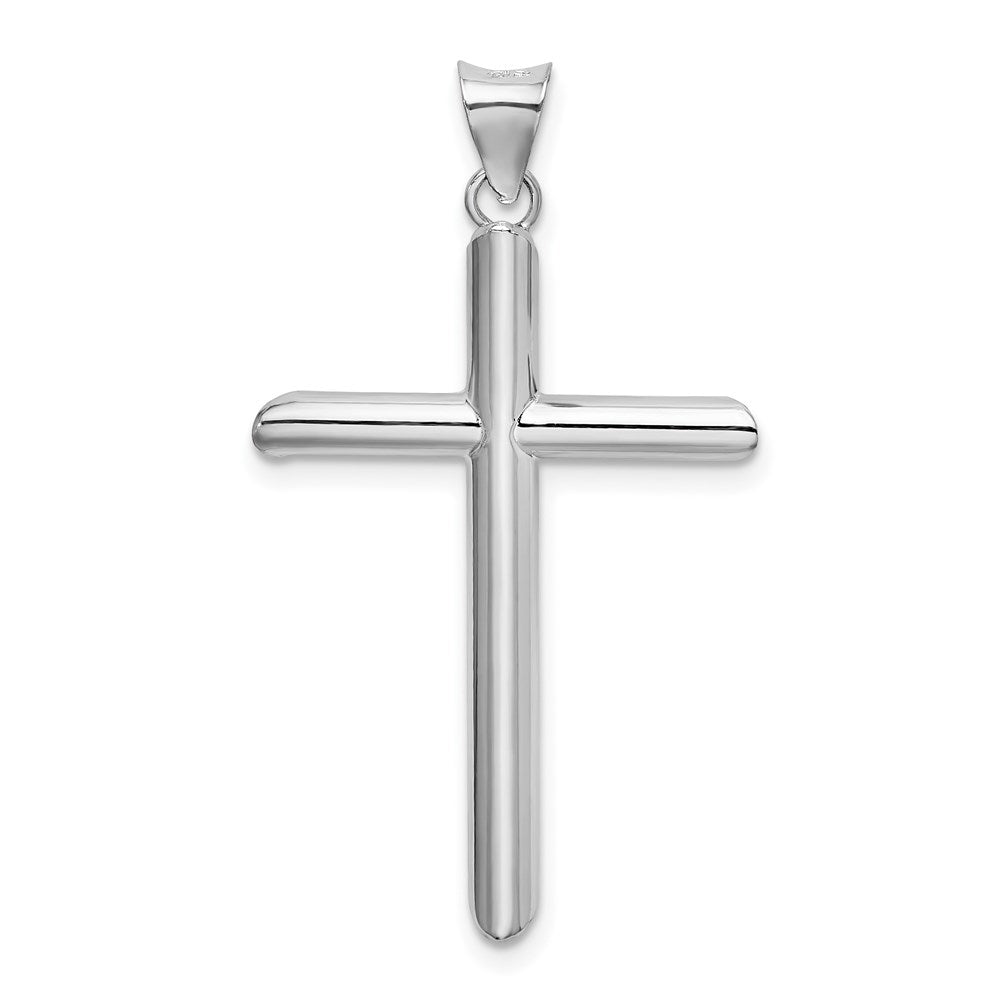 14k White Gold 24 mm Hollow Cross Pendant (1.44 grams)