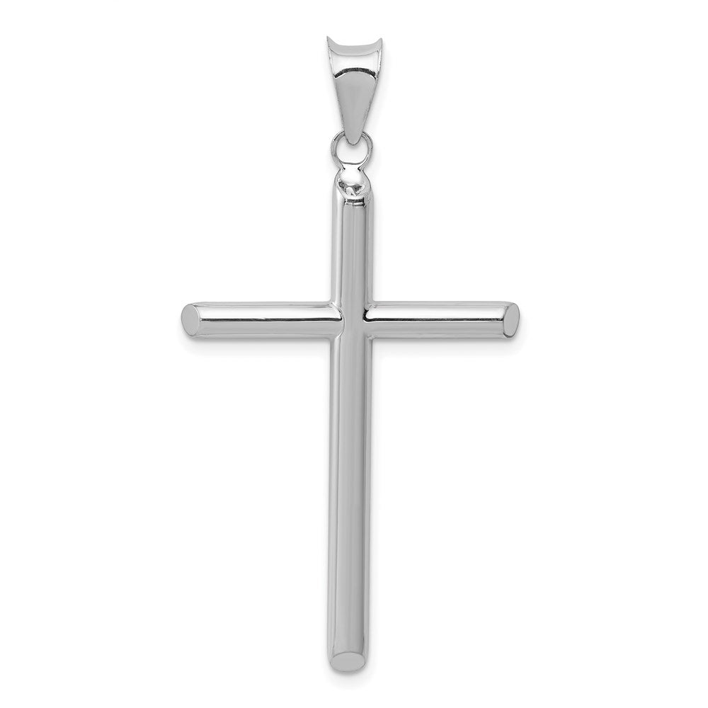 14k White Gold 24 mm Hollow Cross Pendant (1.44 grams)