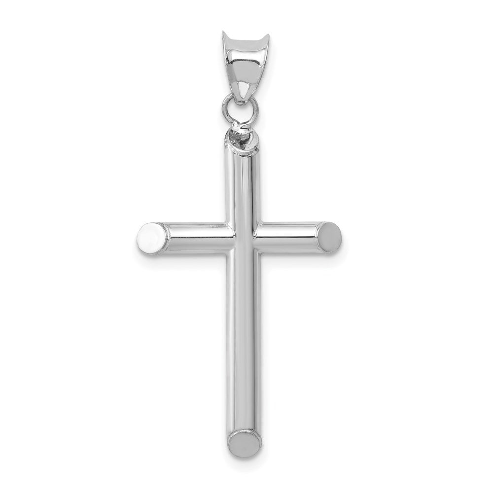 14k White Gold 17 mm Hollow Cross Pendant (1.14 grams)