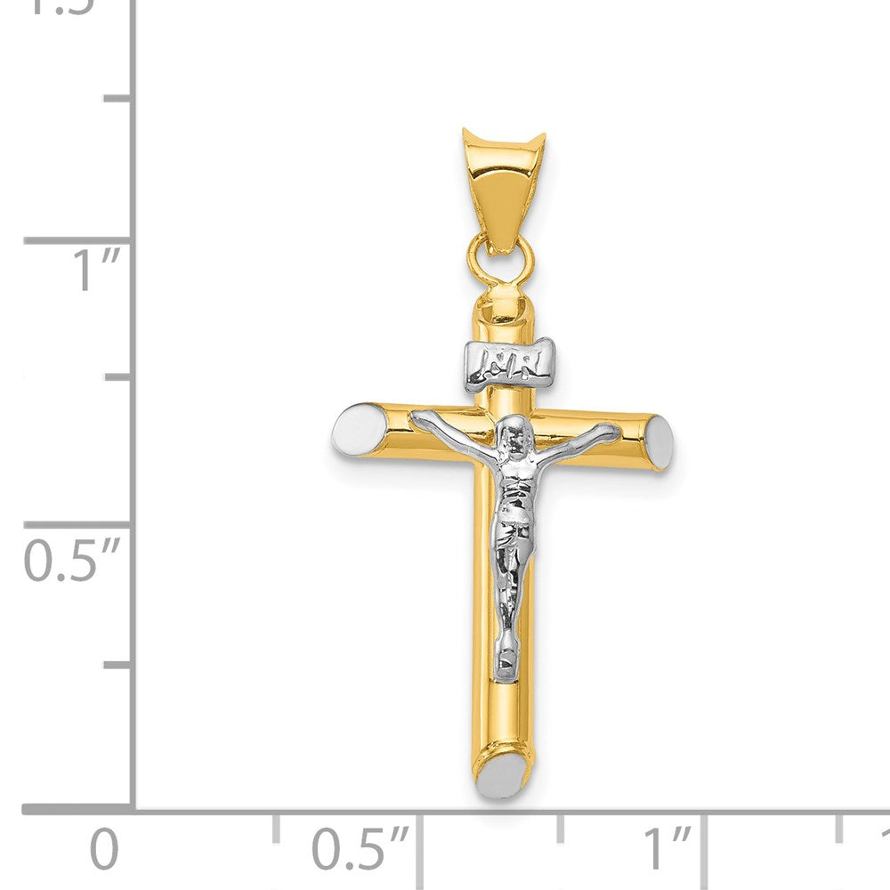 14k Two-tone 17 mm  Inri Crucifix Pendant (1.19 grams)