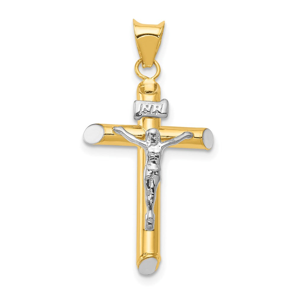 14k Two-tone 17 mm  Inri Crucifix Pendant (1.19 grams)