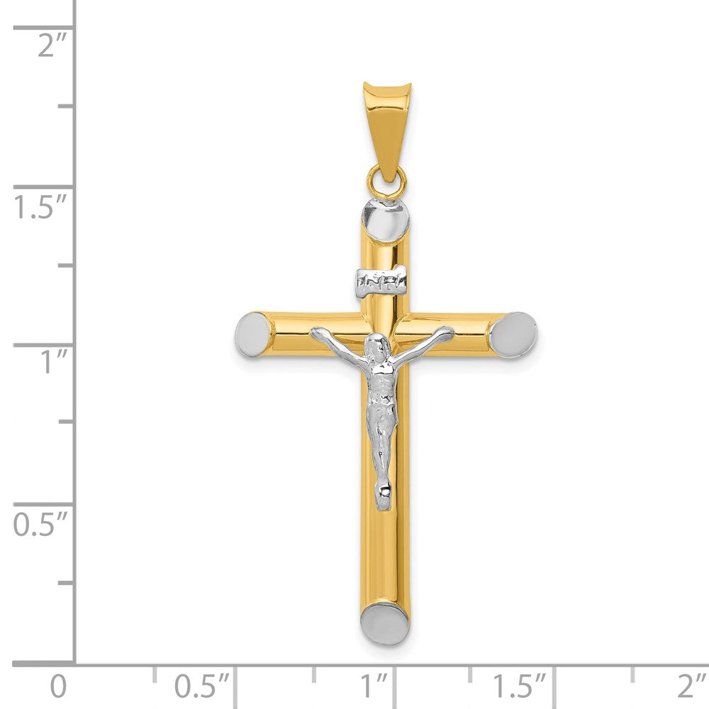 14k Two-tone 25 mm  Inri Crucifix Pendant (2.06 grams)
