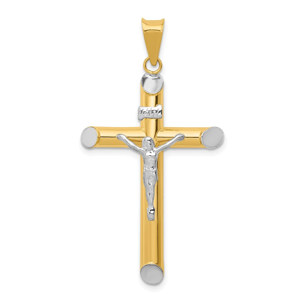 14k Two-tone 25 mm  Inri Crucifix Pendant (2.06 grams)