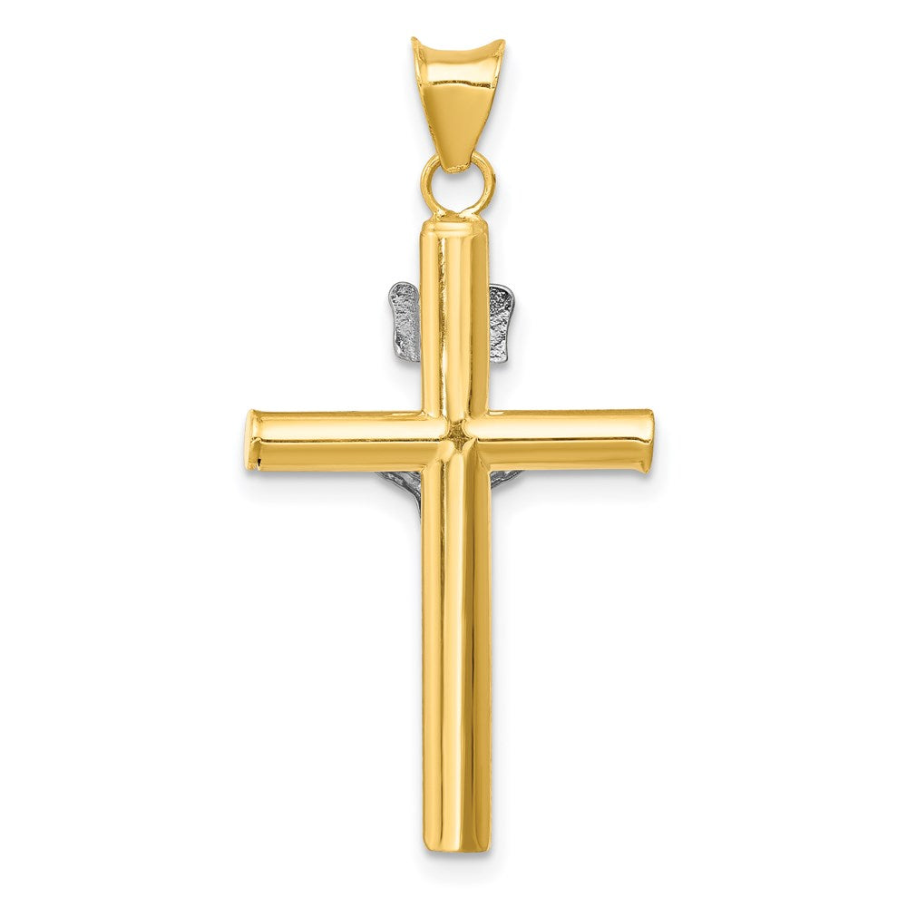 14k Two-tone 18 mm INRI Crucifix Pendant (1.35 grams)