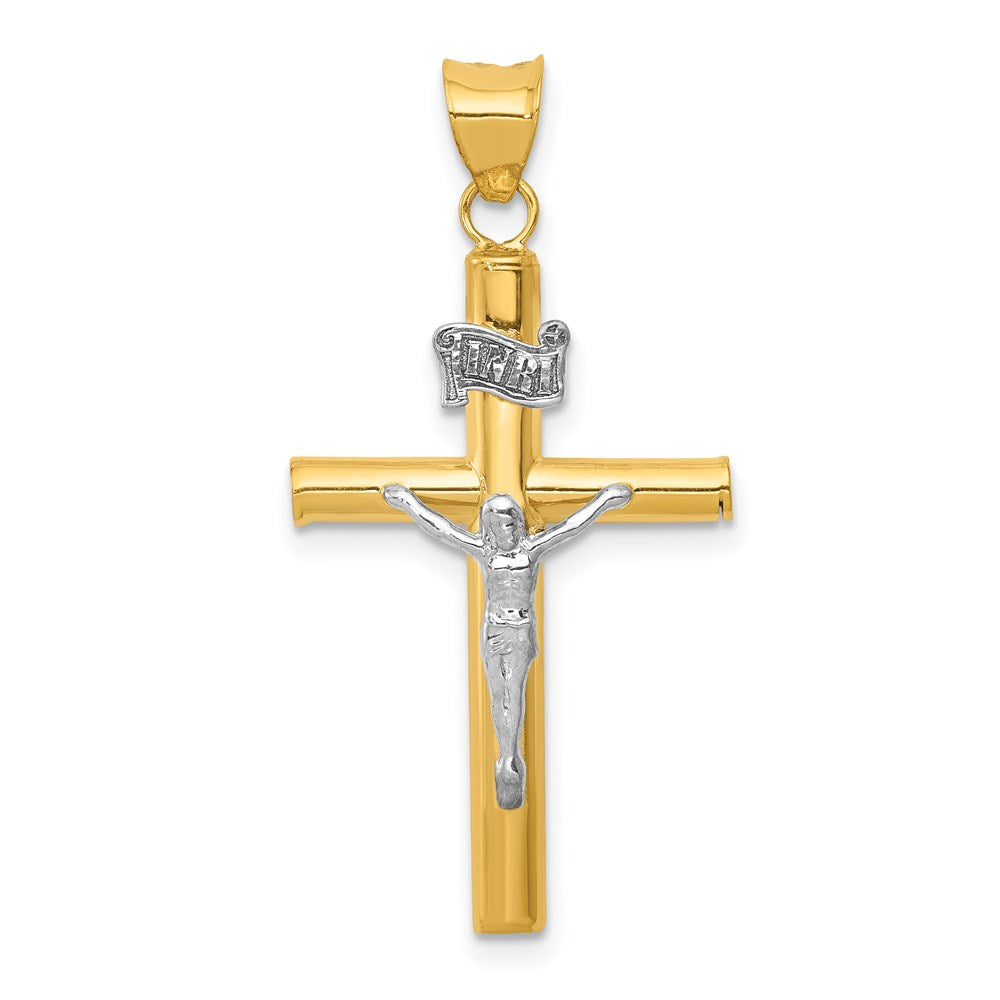 14k Two-tone 18 mm INRI Crucifix Pendant