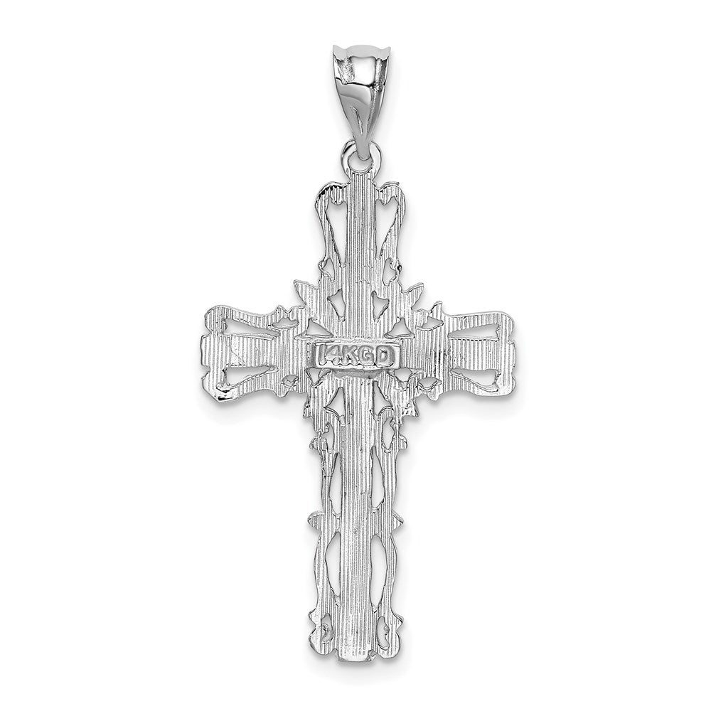 14k White Gold 19 mm Latin Cross Pendant (1.17 grams)
