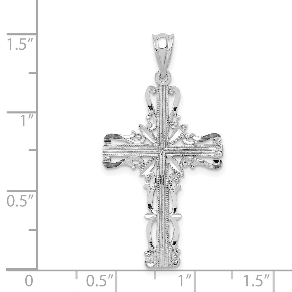 14k White Gold 19 mm Latin Cross Pendant (1.17 grams)