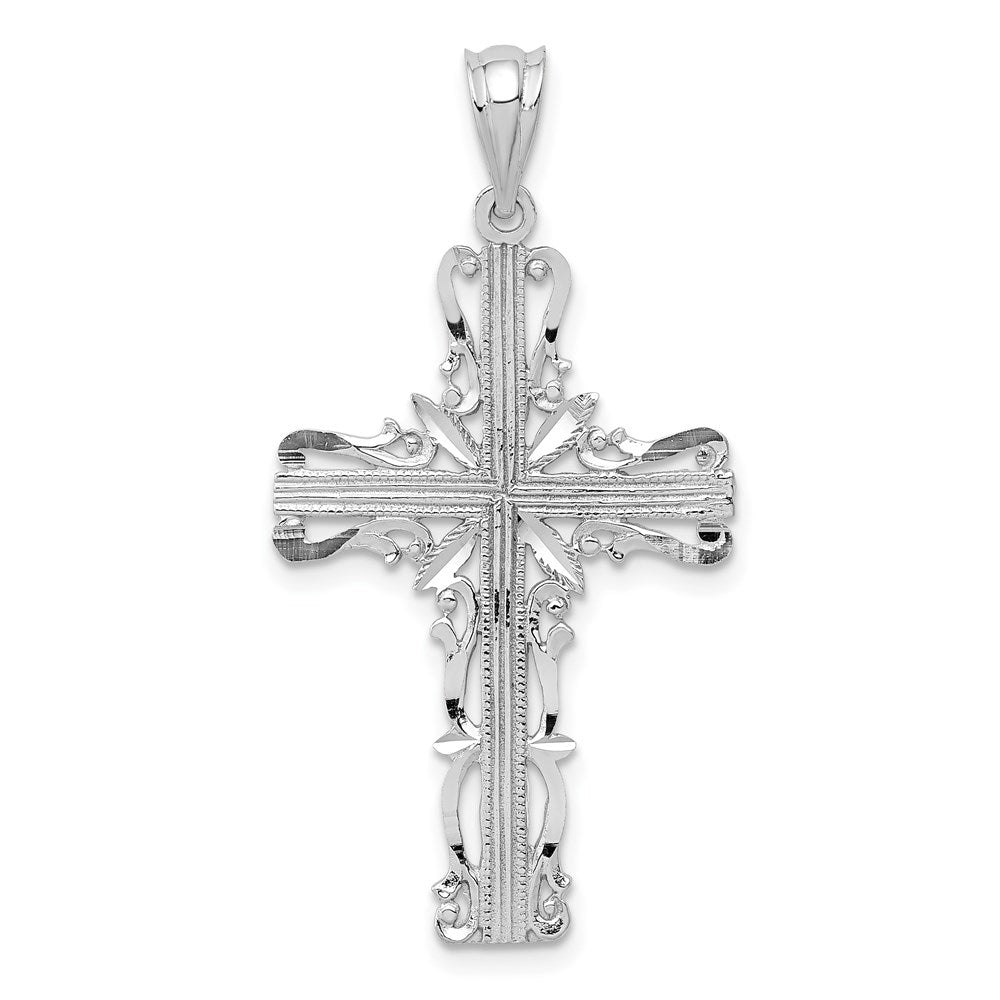 14k White Gold 19 mm Latin Cross Pendant (1.17 grams)