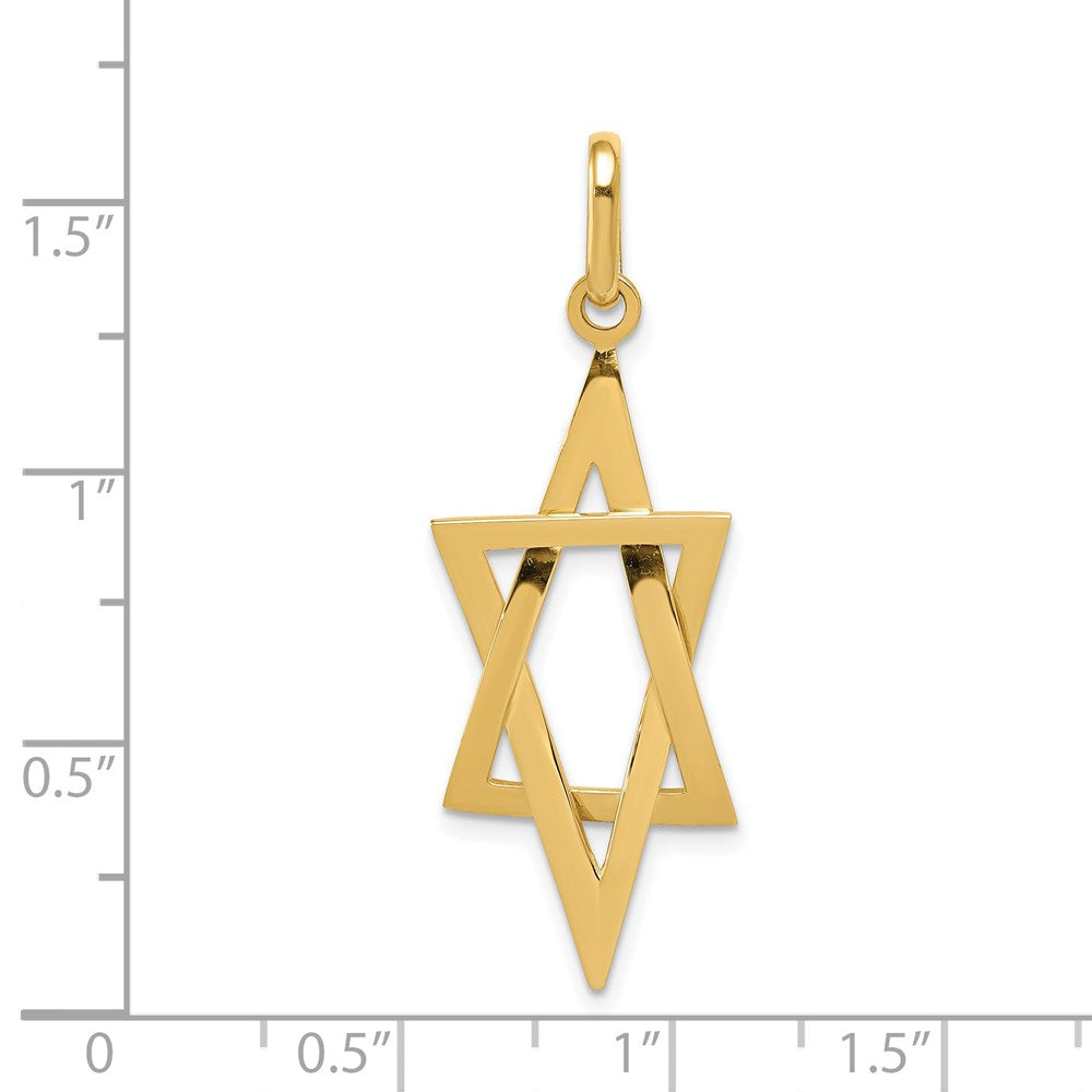 14k Yellow Gold 15 mm Elongated Star of David Pendant