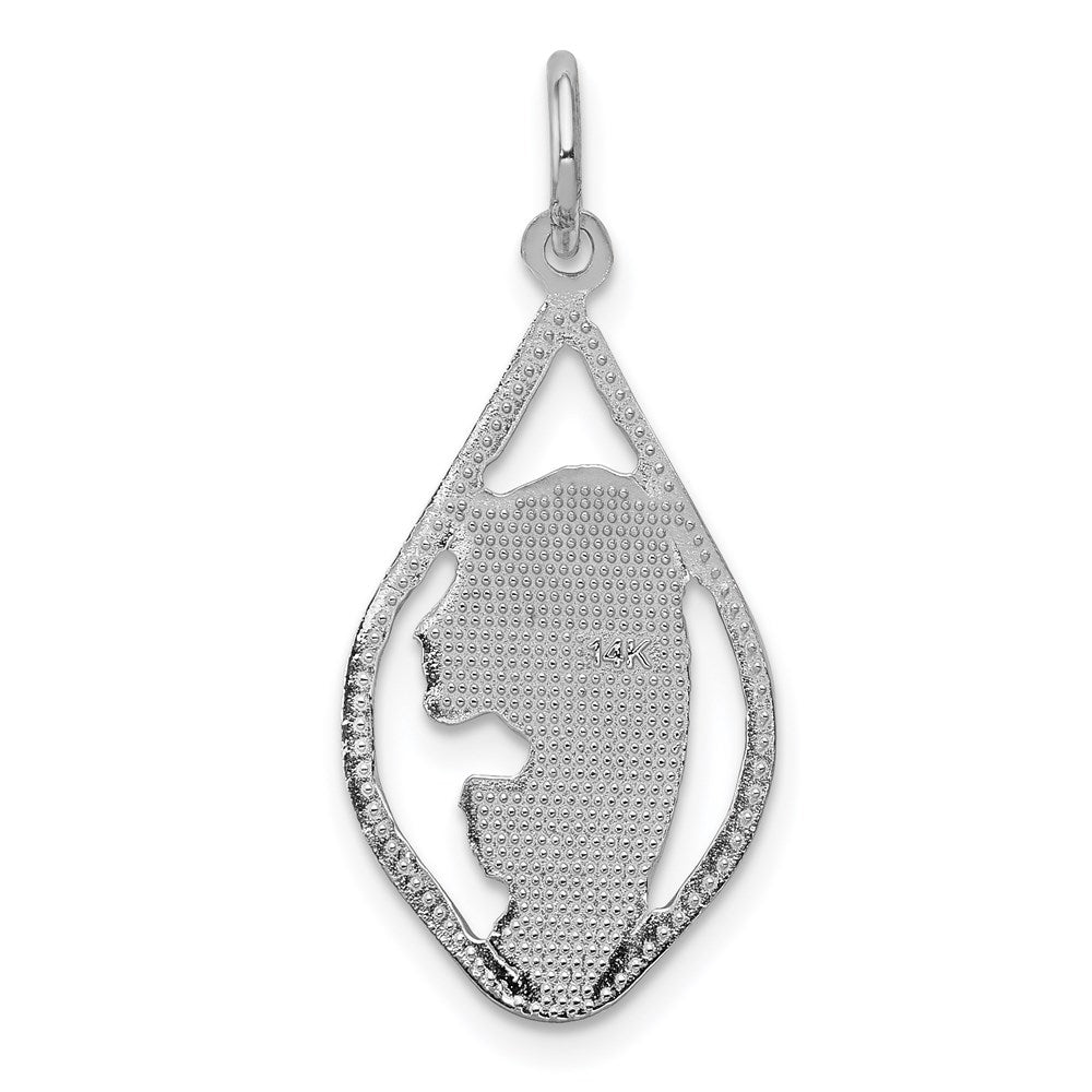 14k White Gold 12.75 mm Mary Blessed Virgin Charm (1.09 grams)